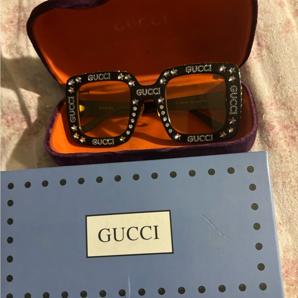 Gucci Black Sunglasses with Crystal Accents